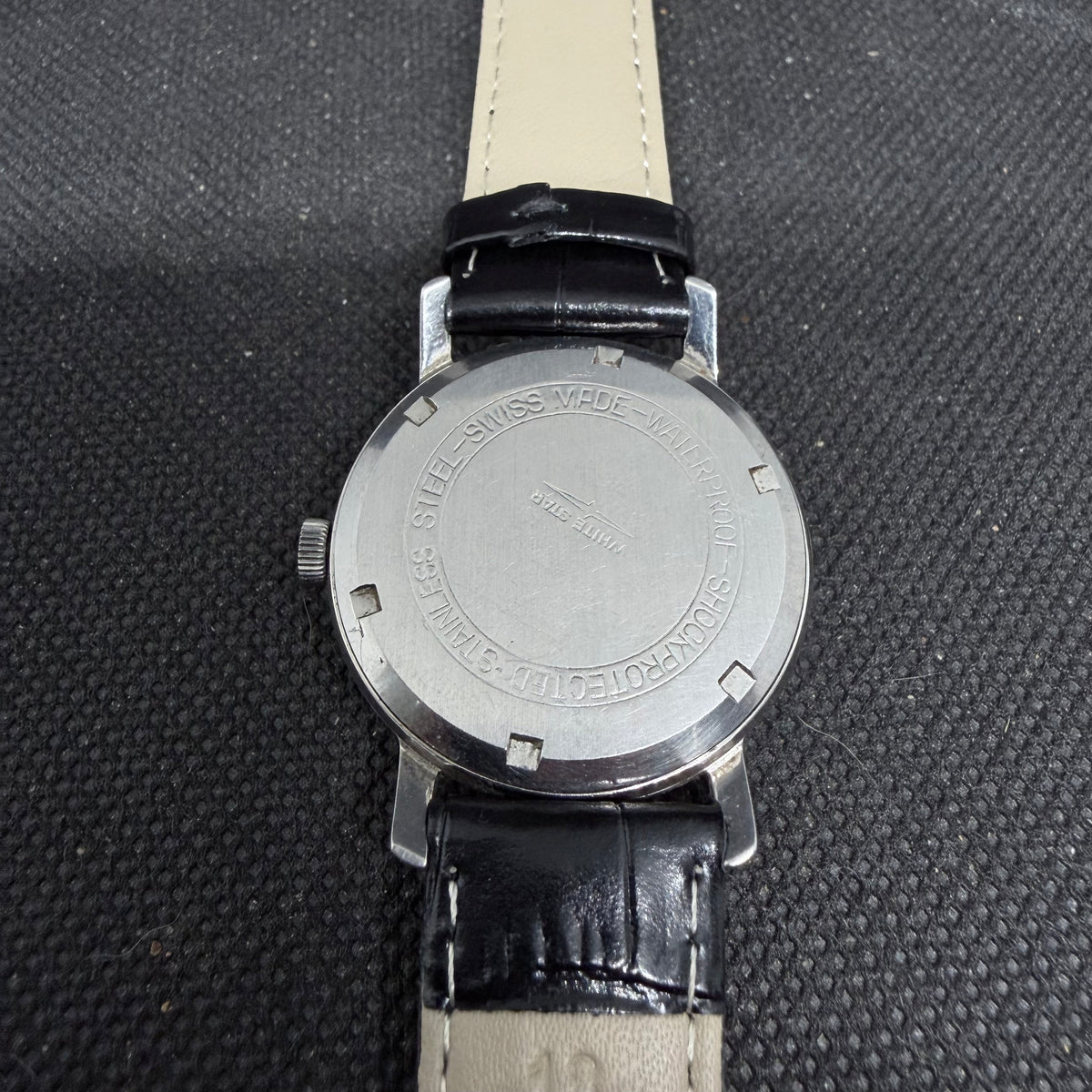 Mens White Star Vintage Dress Watch