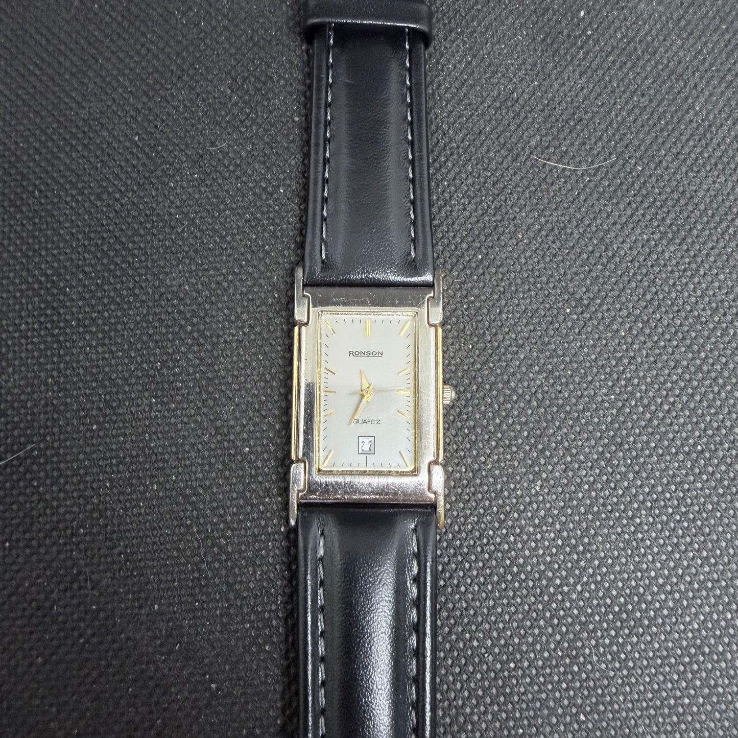 Ronson Men's Tank Watch on New Hirsch Leather Strap