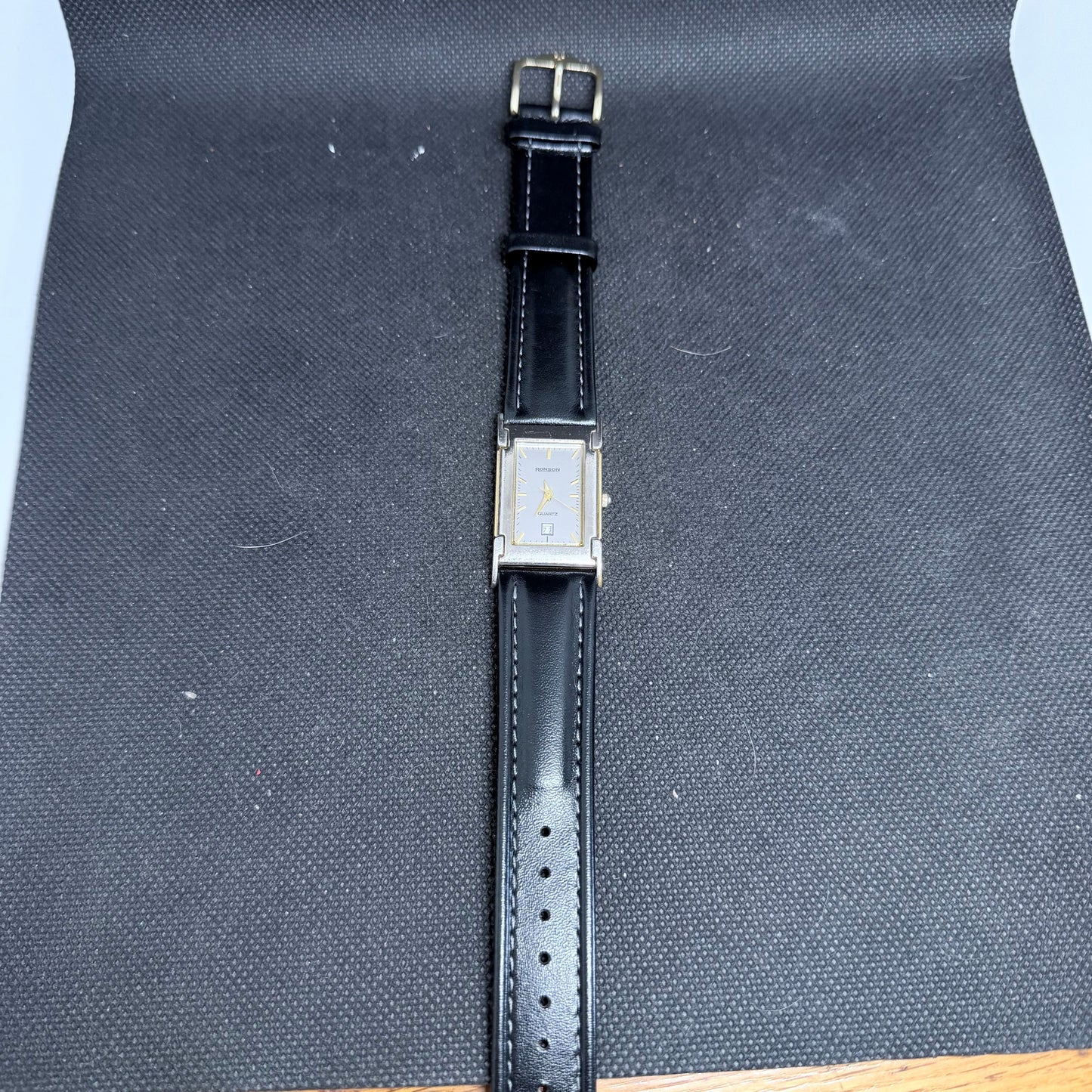Ronson Men's Tank Watch on New Hirsch Leather Strap
