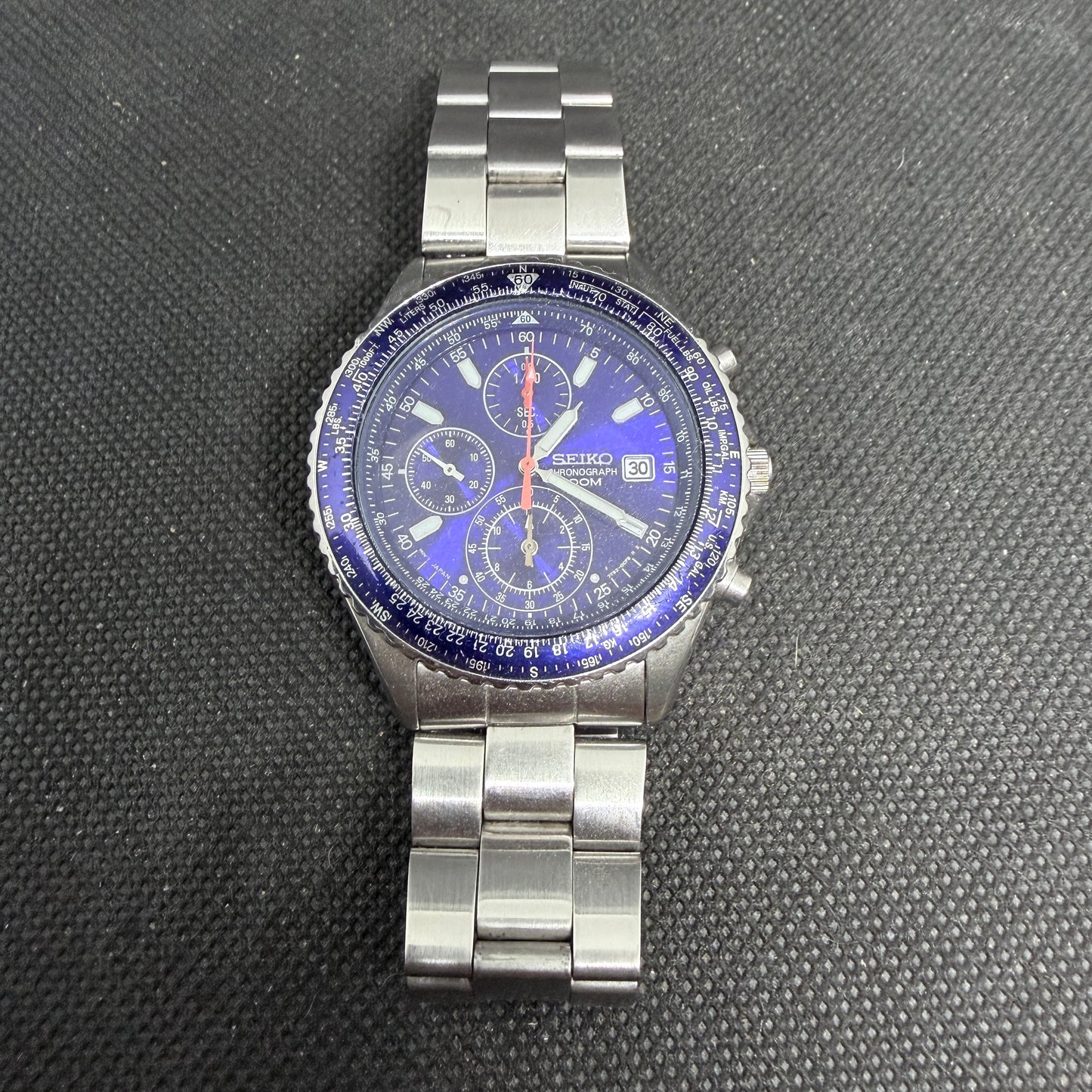 Seiko Flightmaster Pilot 7T92-0CF0 Chronograph Blue