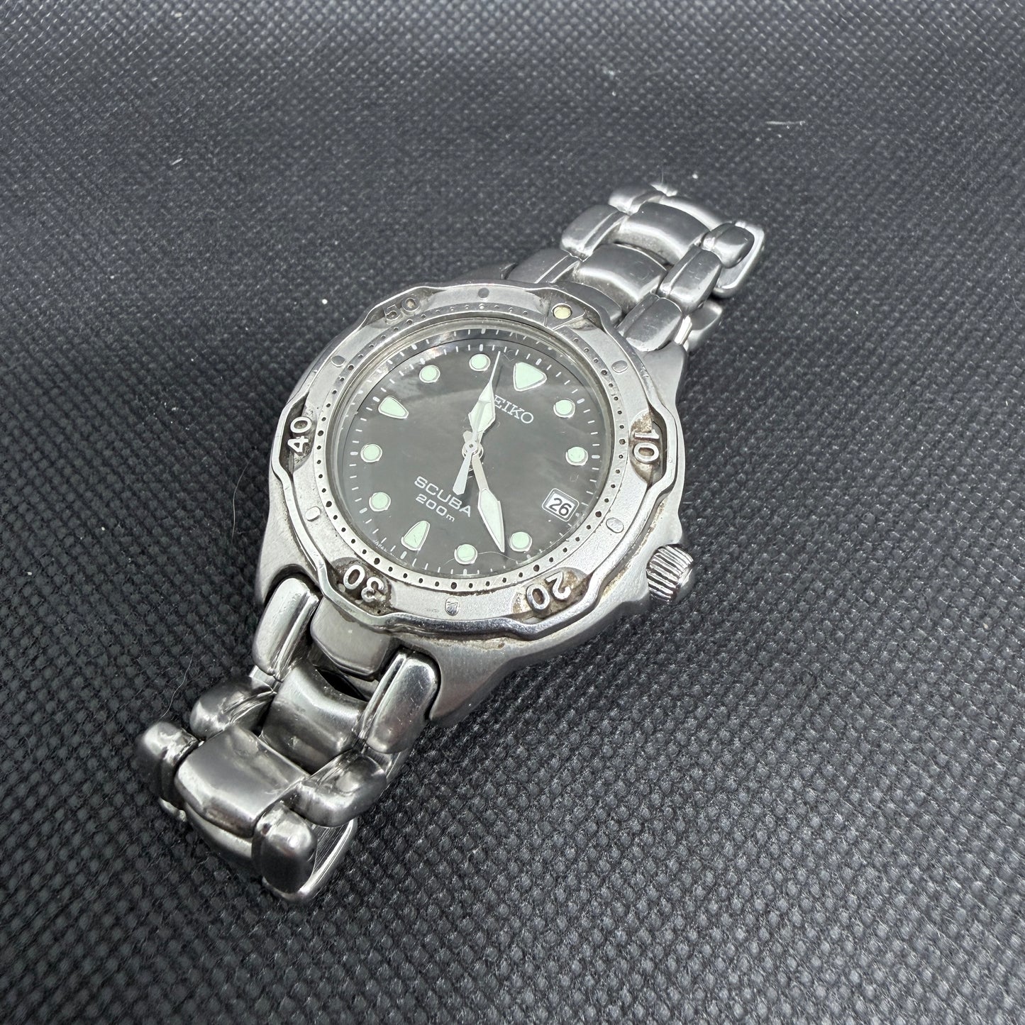 Seiko Scuba Quartz Dive Watch *Black Mother of Pearl Dial*