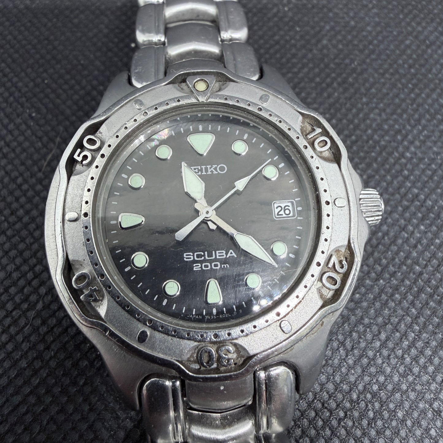 Seiko Scuba Quartz Dive Watch *Black Mother of Pearl Dial*