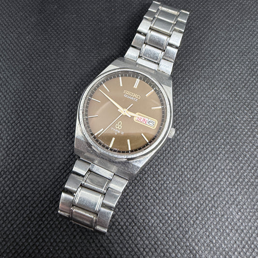 Vintage Seiko Quartz Type II (Late 1970s) – Metallic Brown Sunburst