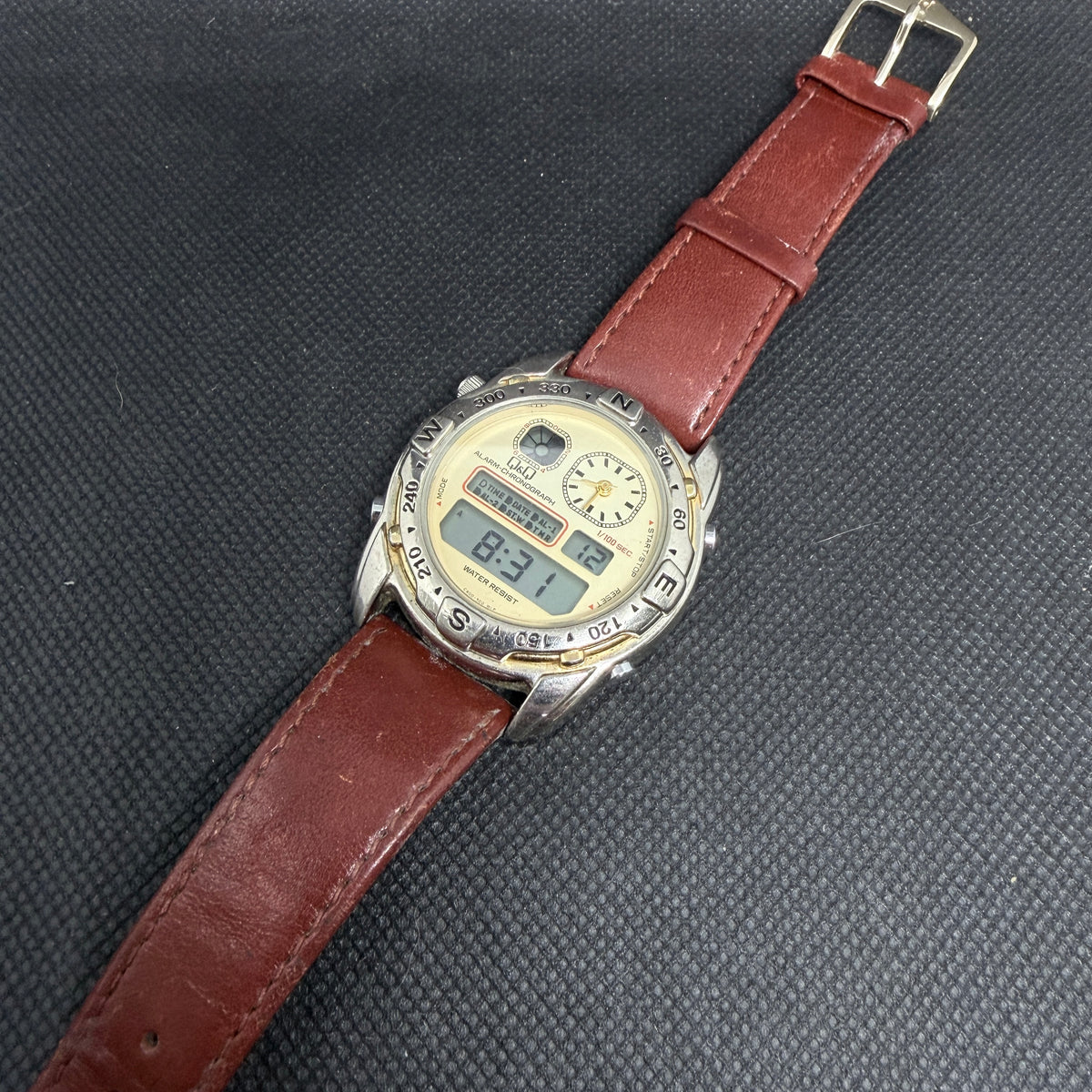 Neo-Vintage Q&Q by Citizen Alarm-Chronograph Ana-Digi – Premium Hirsch Strap